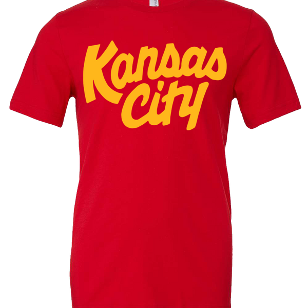 Kansas City Script Long Sleeve T-Shirt - Red and Yellow Tie Dye