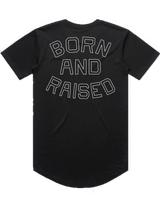 Born and Raised Curved Hem T-Shirt - Black